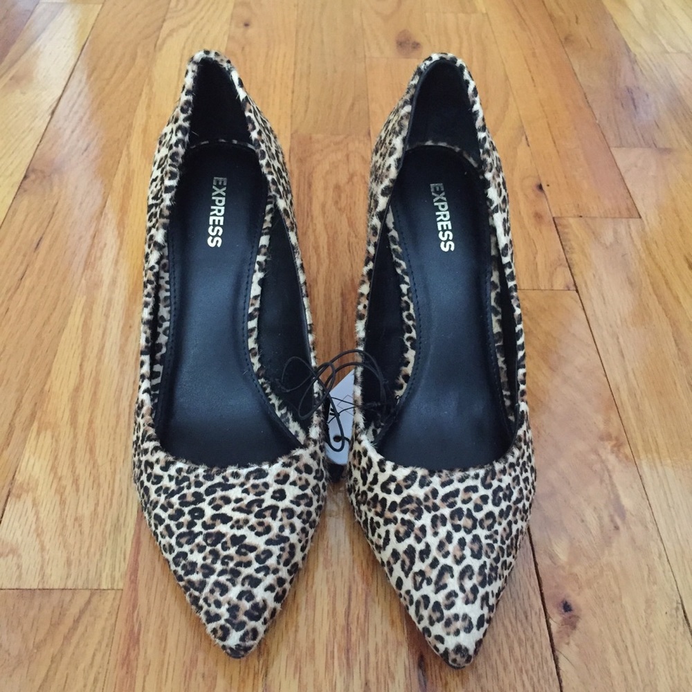 NIB Express Leopard Print Leather Heels